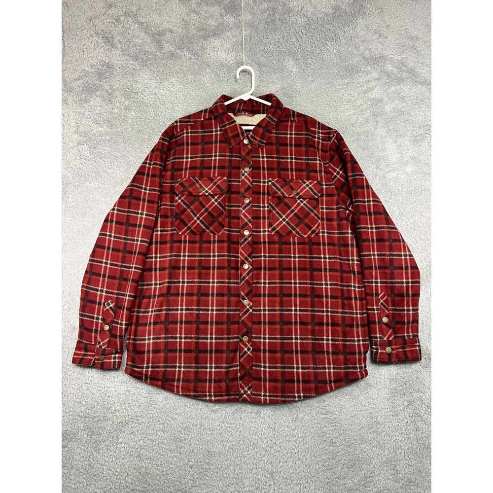 Lee Shirt Jacket Men's Size XL Red NWT Fleece Lined Snap Plaid